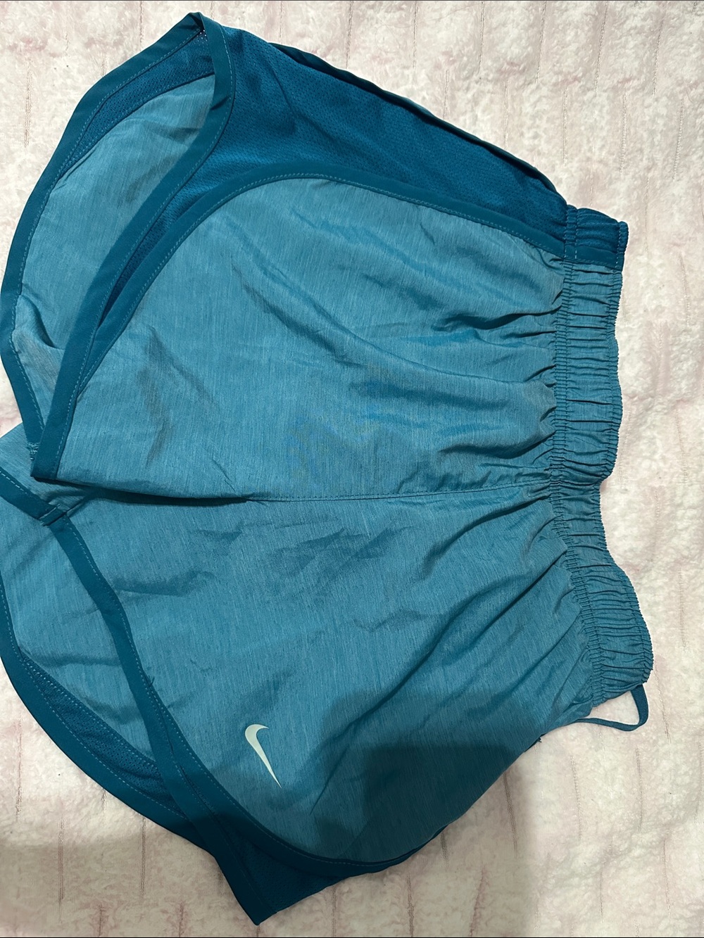 Nike Teal Blue Athletic Shorts with White Swoosh